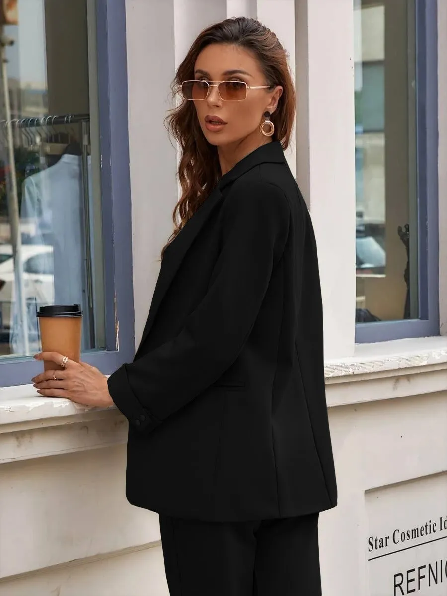 Lapel Neck Open Front Blazer