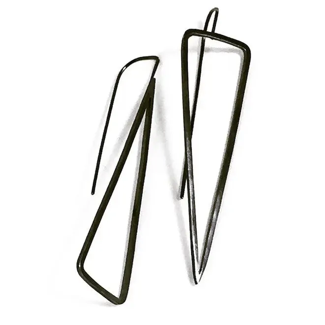 Large Hollow Fibonacci Mod Oxidized and Sterling Silver Earrings HFME002 by Votive Designs Jewelry