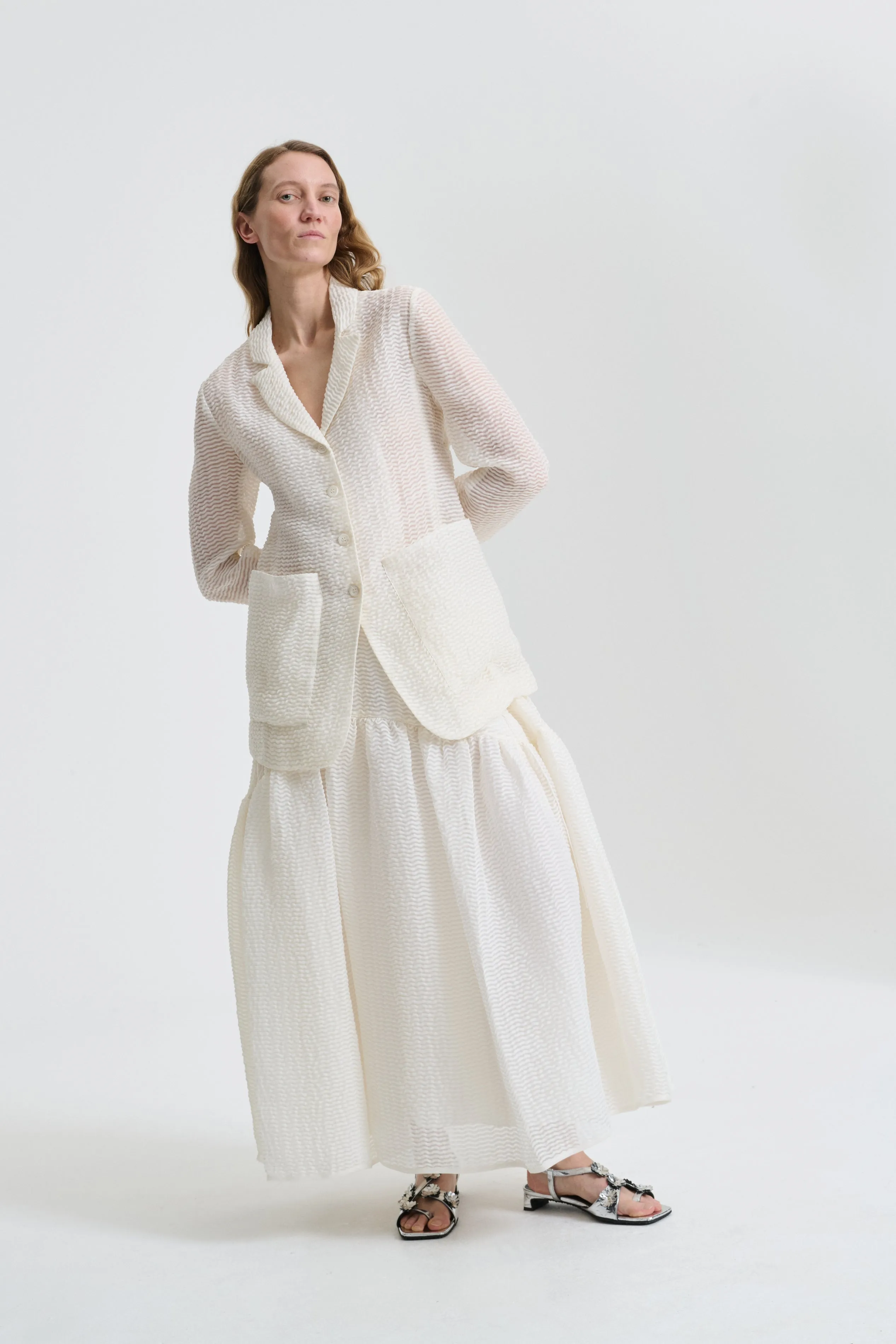 LEA & LILLY | JACKET AND SKIRT STREAM JACQUARD IVORY BRIDAL