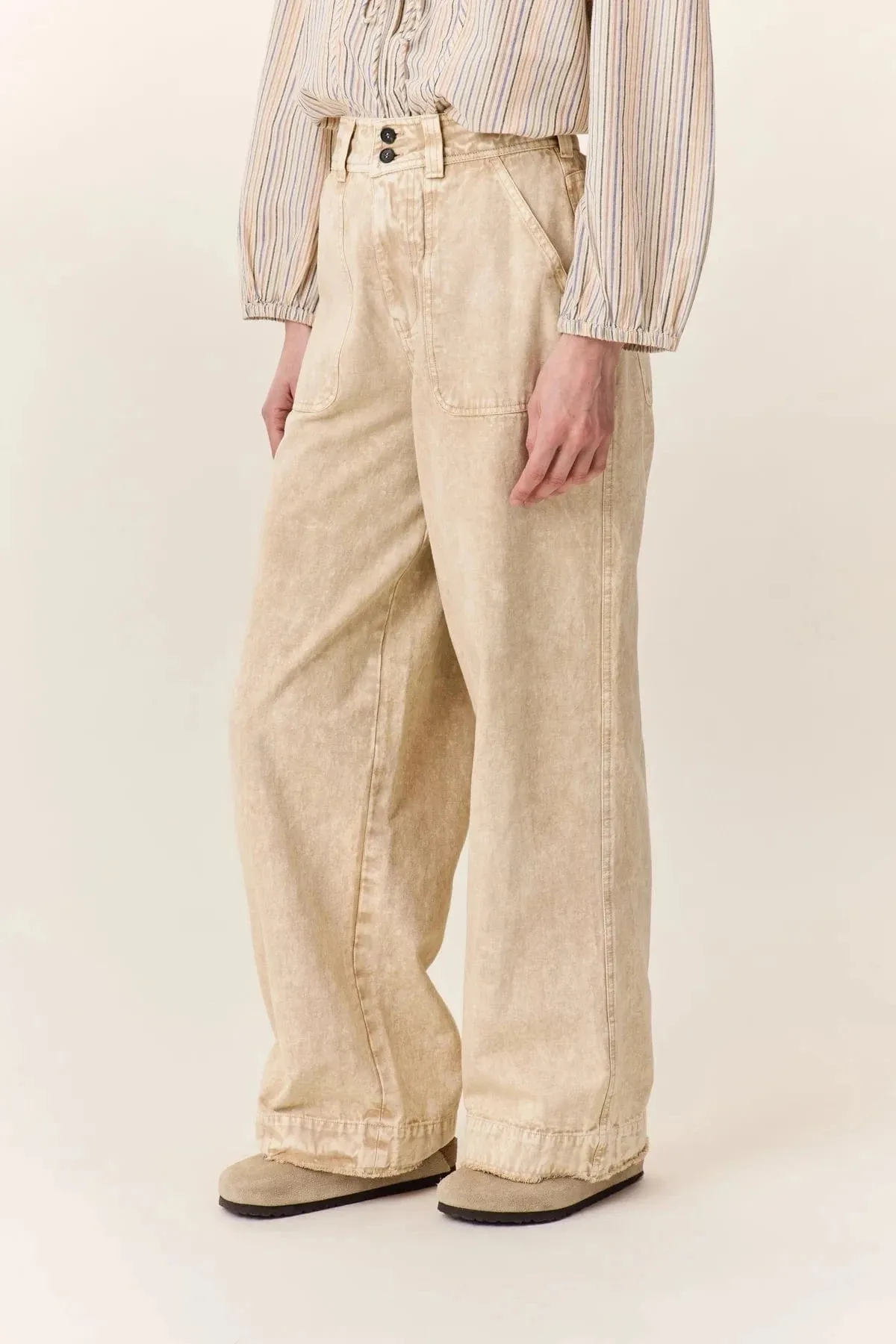Leon & Harper Prag Plain Pants Beige