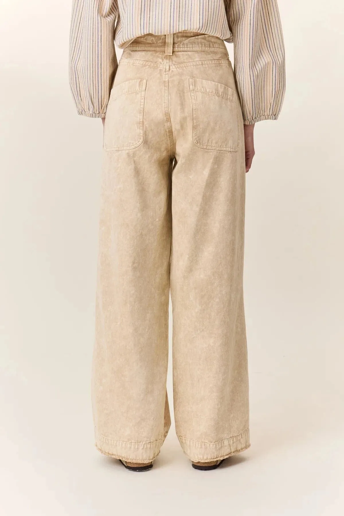 Leon & Harper Prag Plain Pants Beige