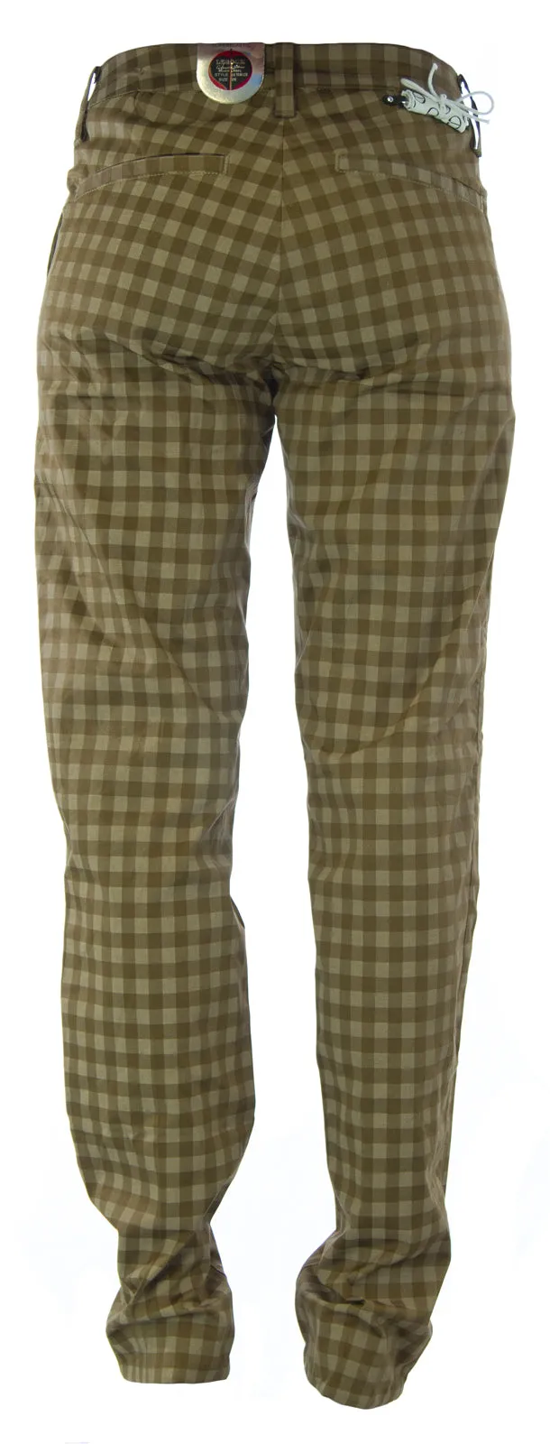LEROCK Women's Brown Checkered Straight Leg Soft Fit High Waist Pants NEW