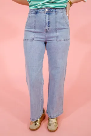 Light Wash Front Pocket Denim Jeans