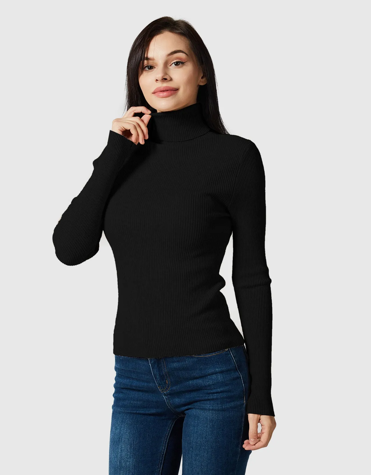 Lightweight Ribbed Turtleneck for Women Slim Fit