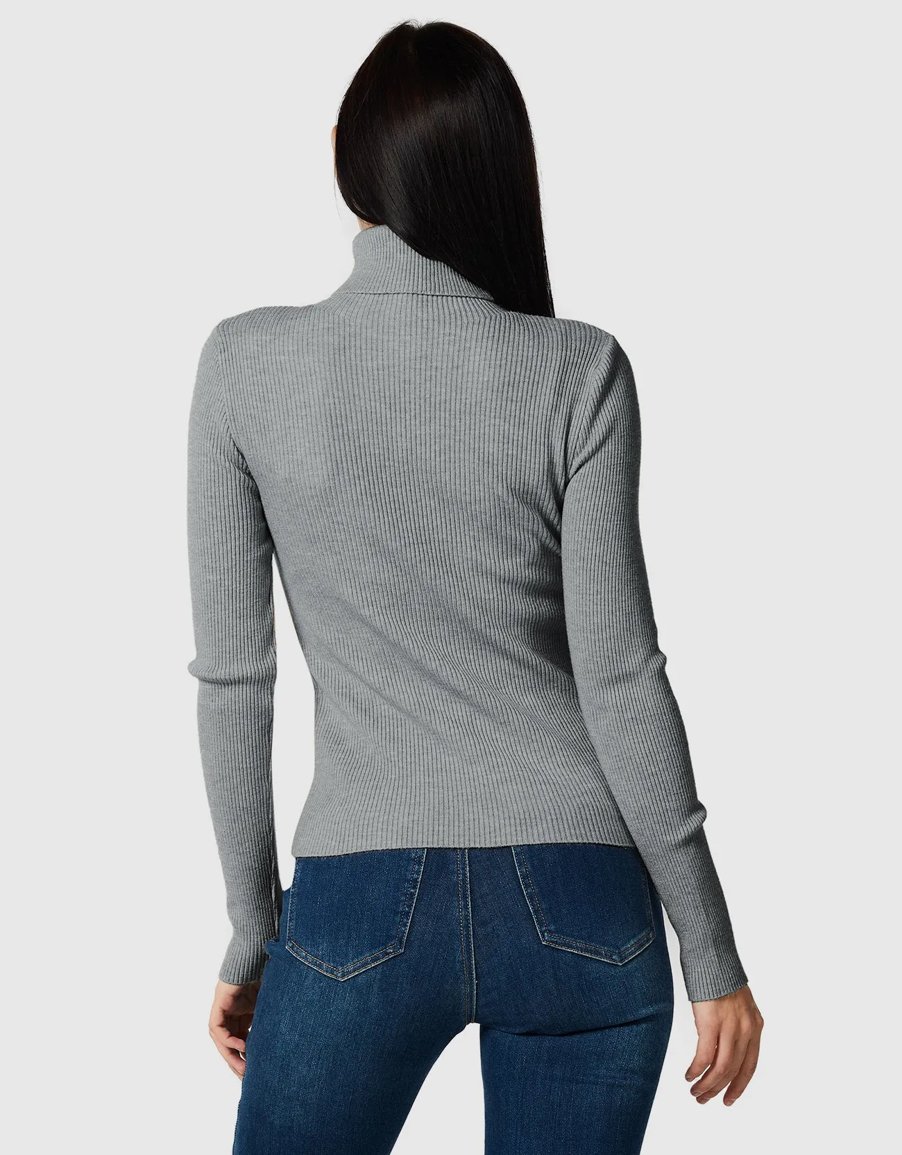 Lightweight Ribbed Turtleneck for Women Slim Fit