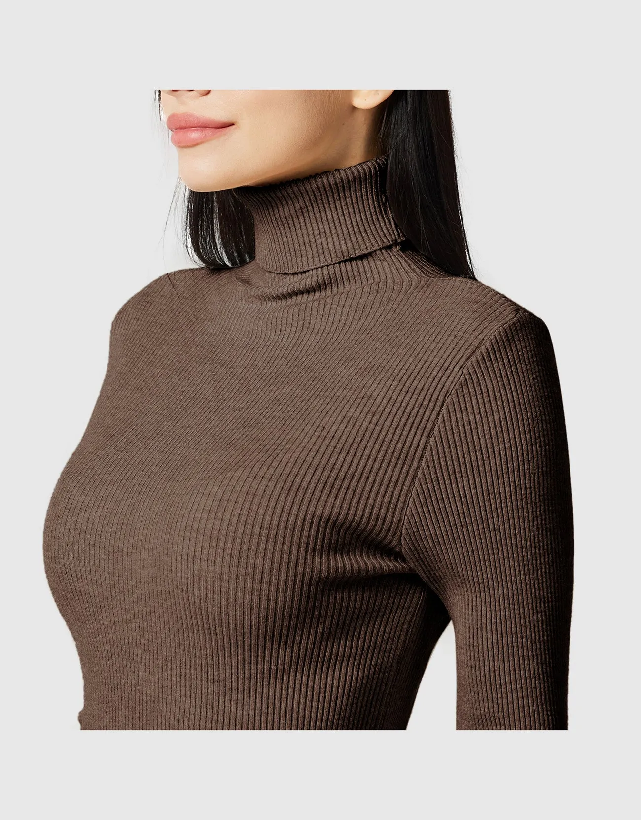 Lightweight Ribbed Turtleneck for Women Slim Fit