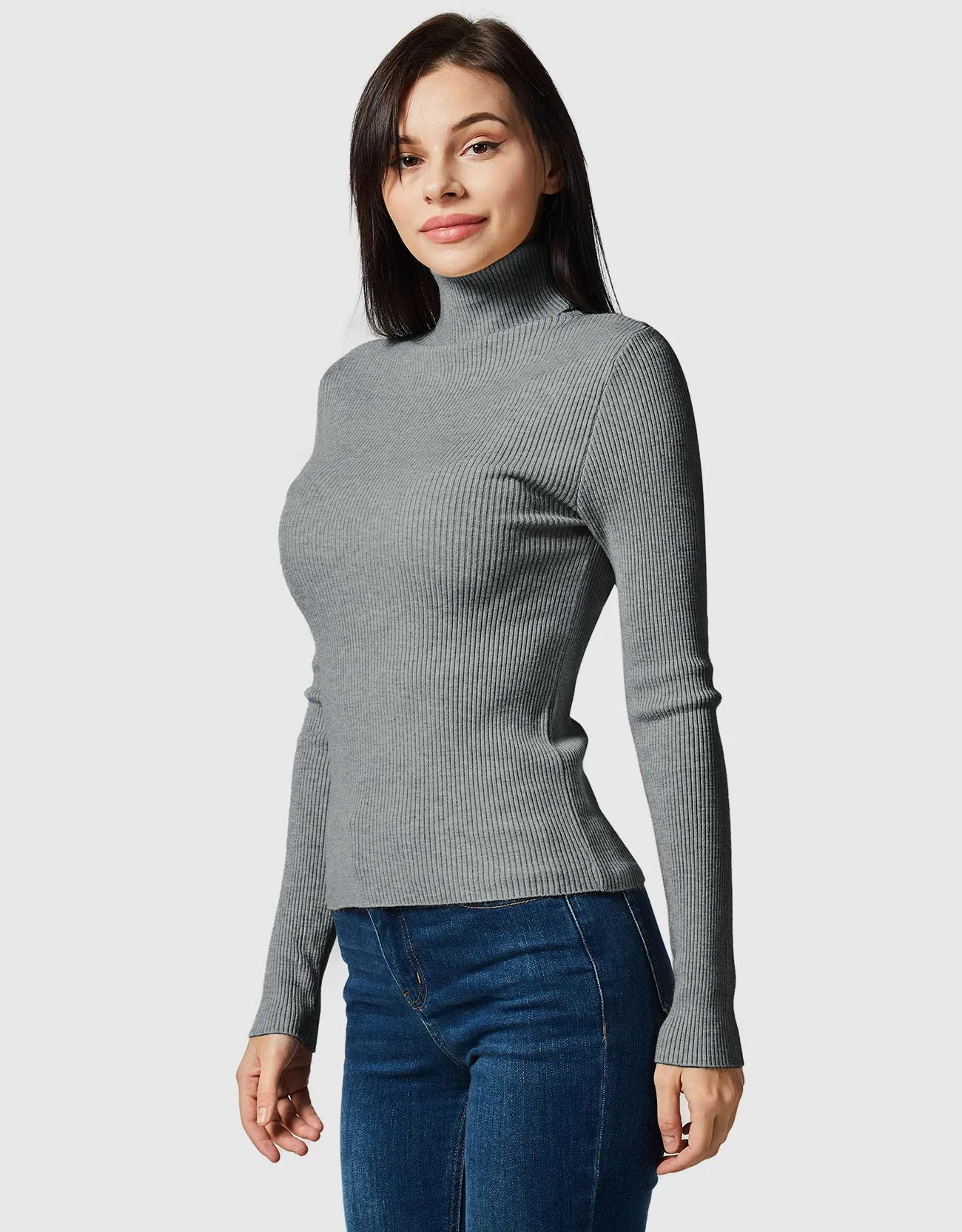 Lightweight Ribbed Turtleneck for Women Slim Fit