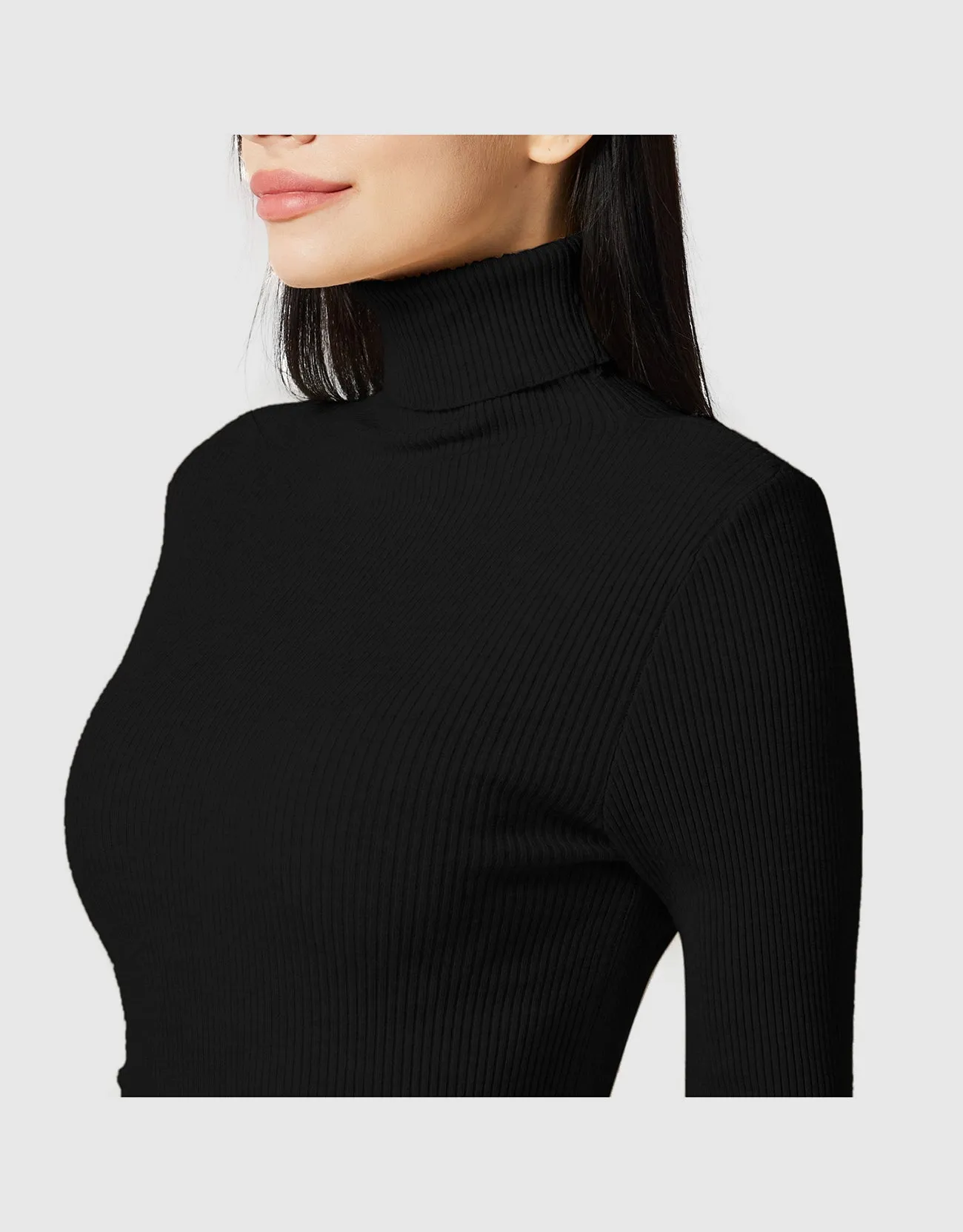 Lightweight Ribbed Turtleneck for Women Slim Fit