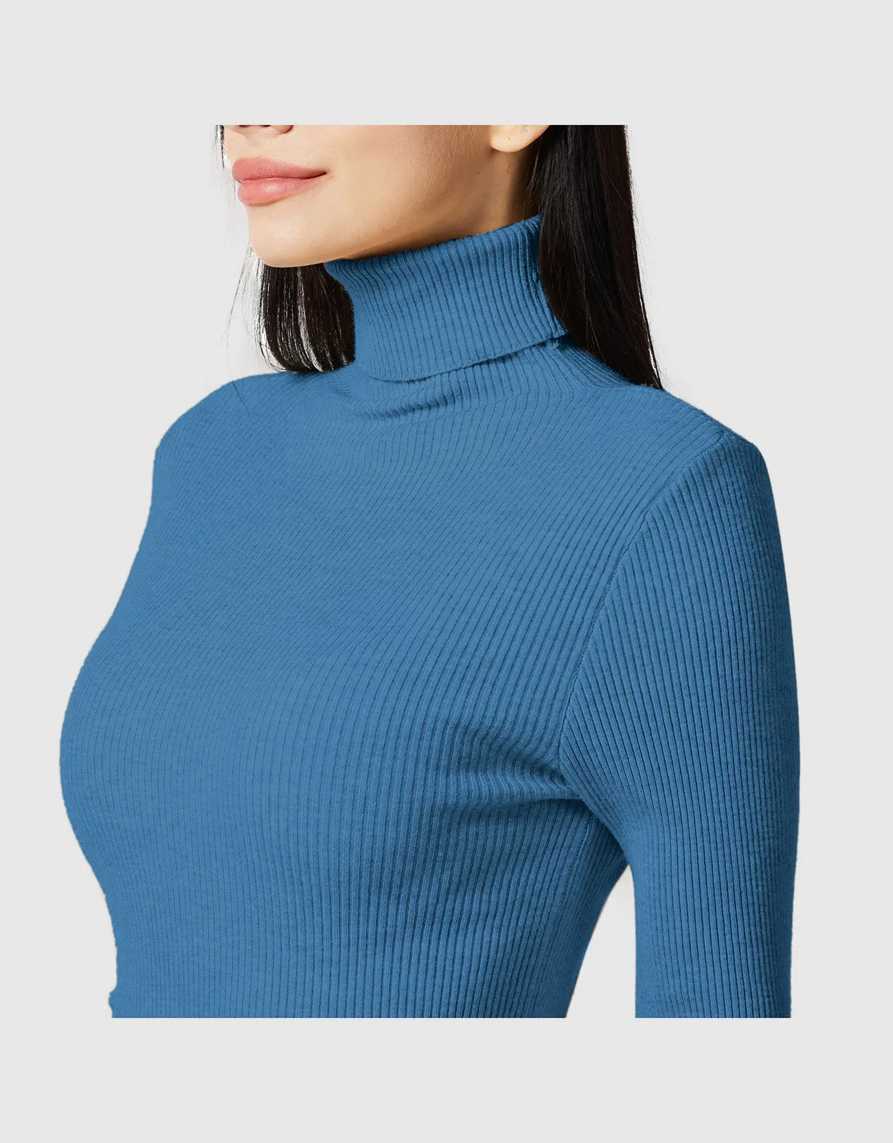 Lightweight Ribbed Turtleneck for Women Slim Fit