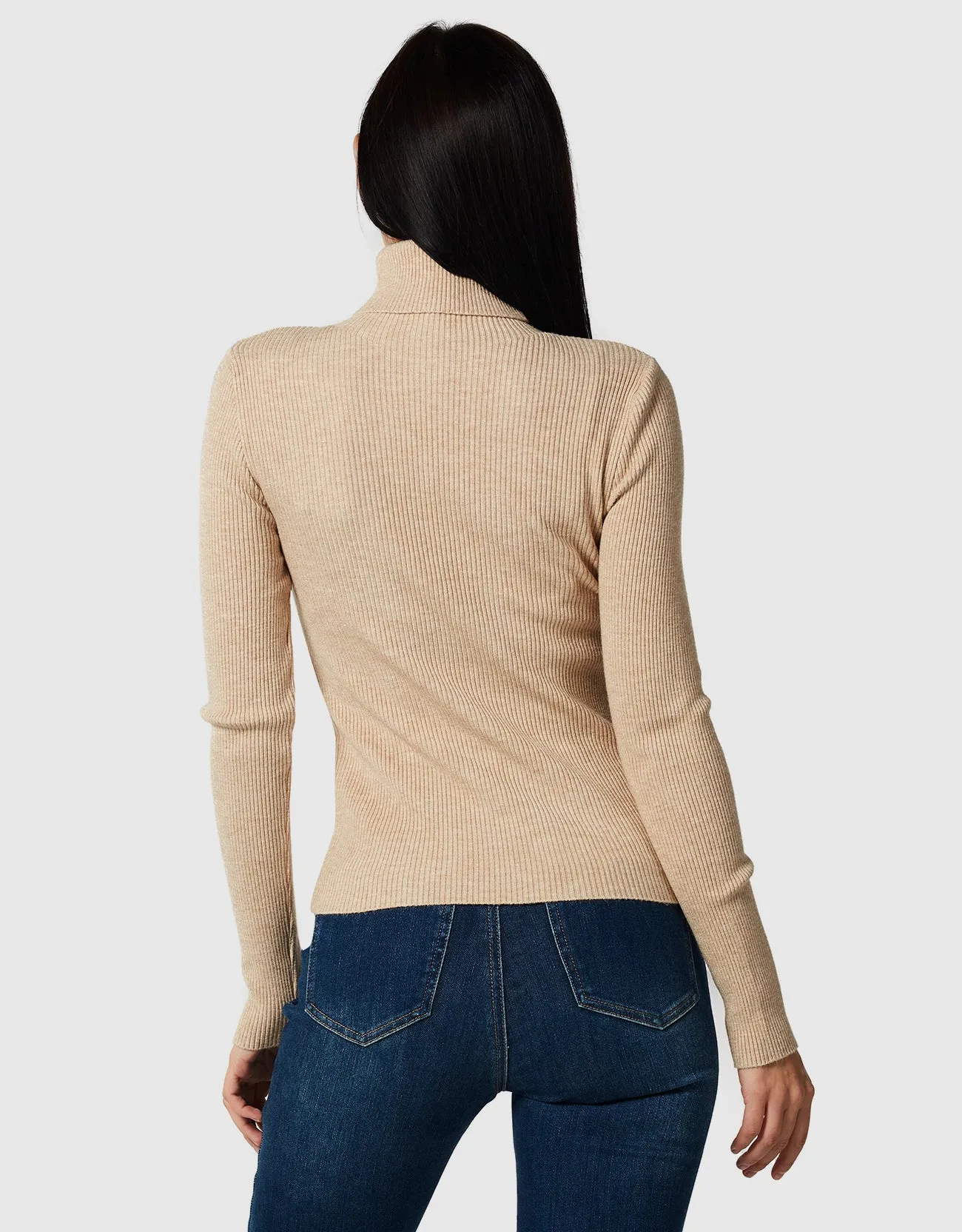Lightweight Ribbed Turtleneck for Women Slim Fit