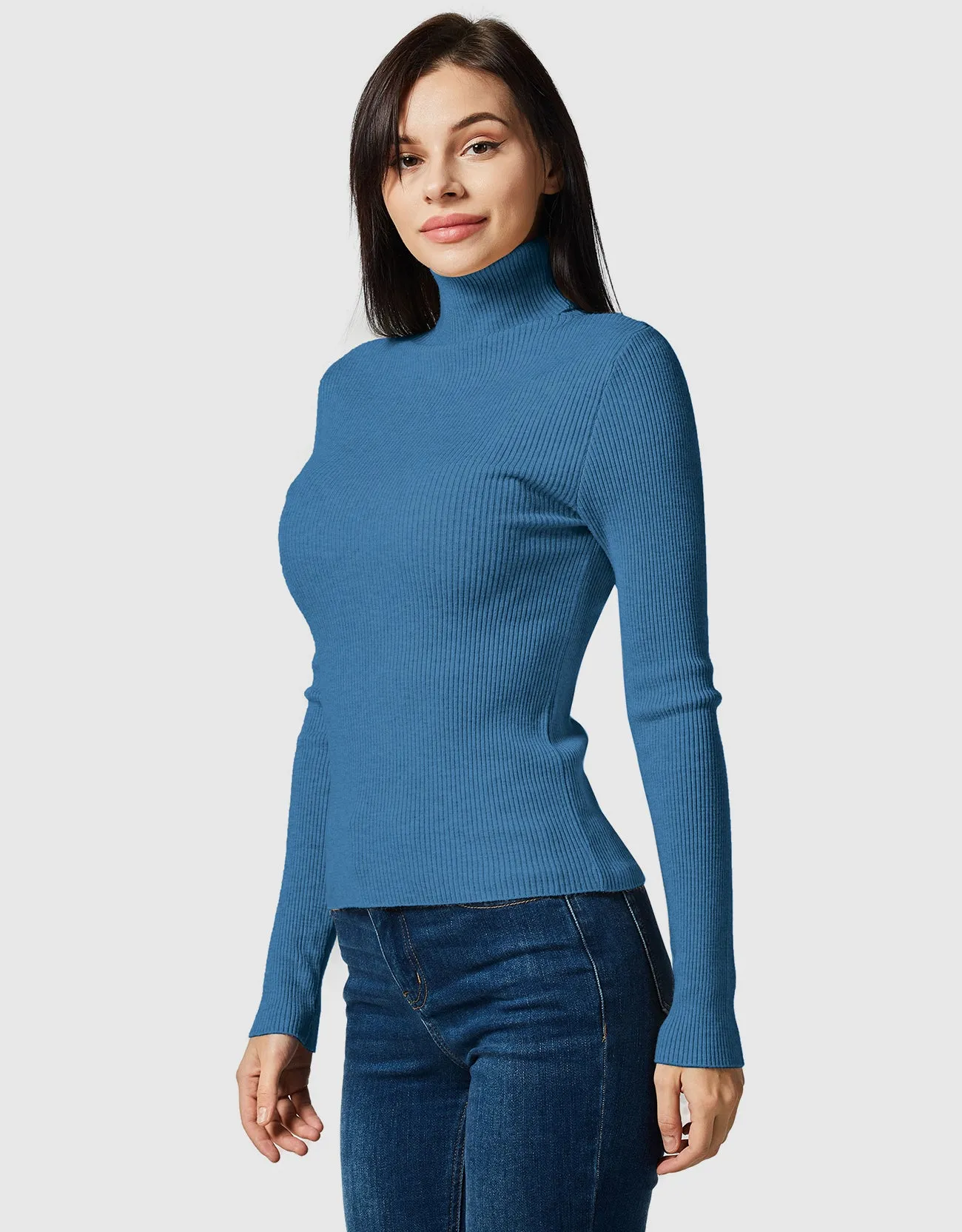 Lightweight Ribbed Turtleneck for Women Slim Fit