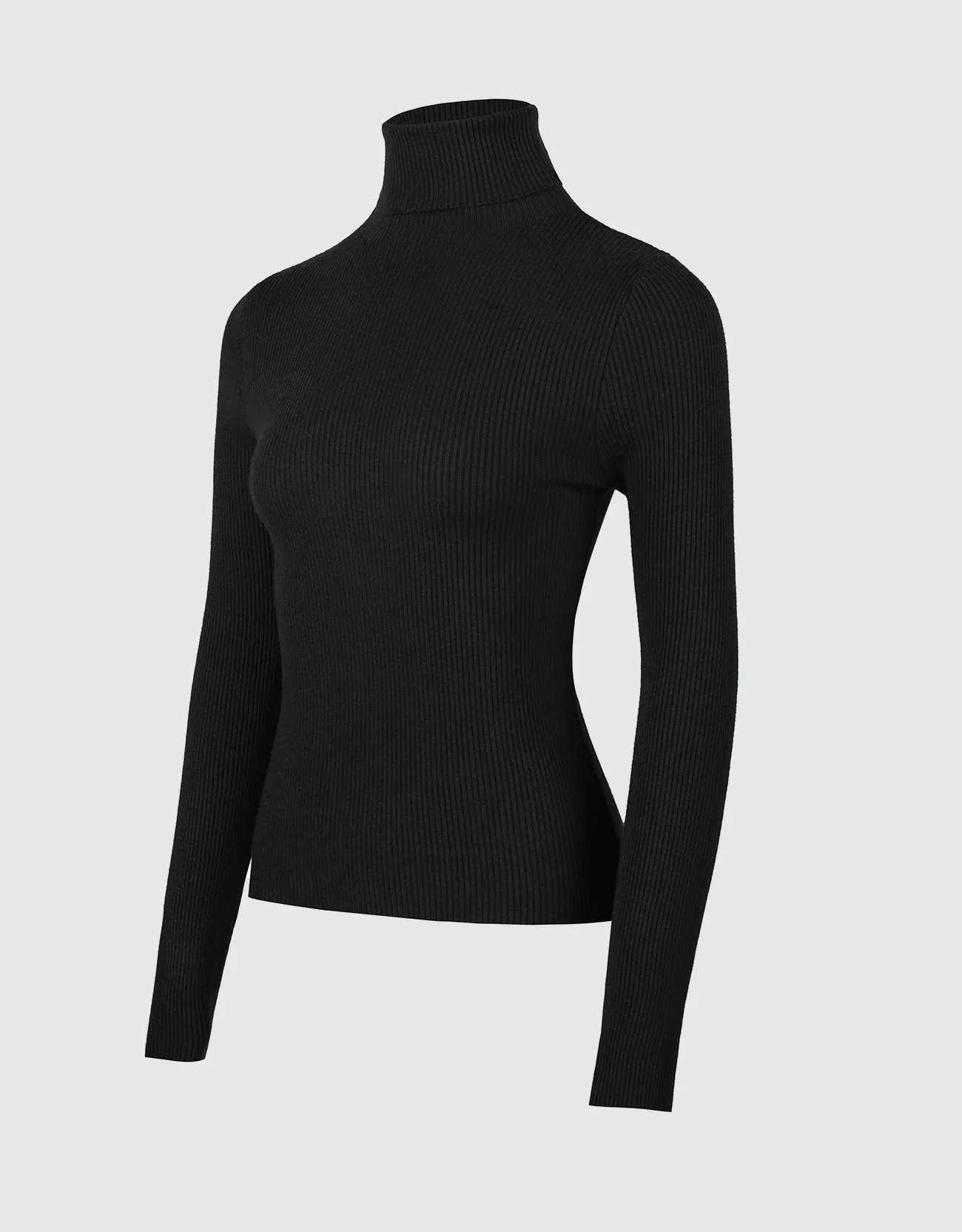 Lightweight Ribbed Turtleneck for Women Slim Fit