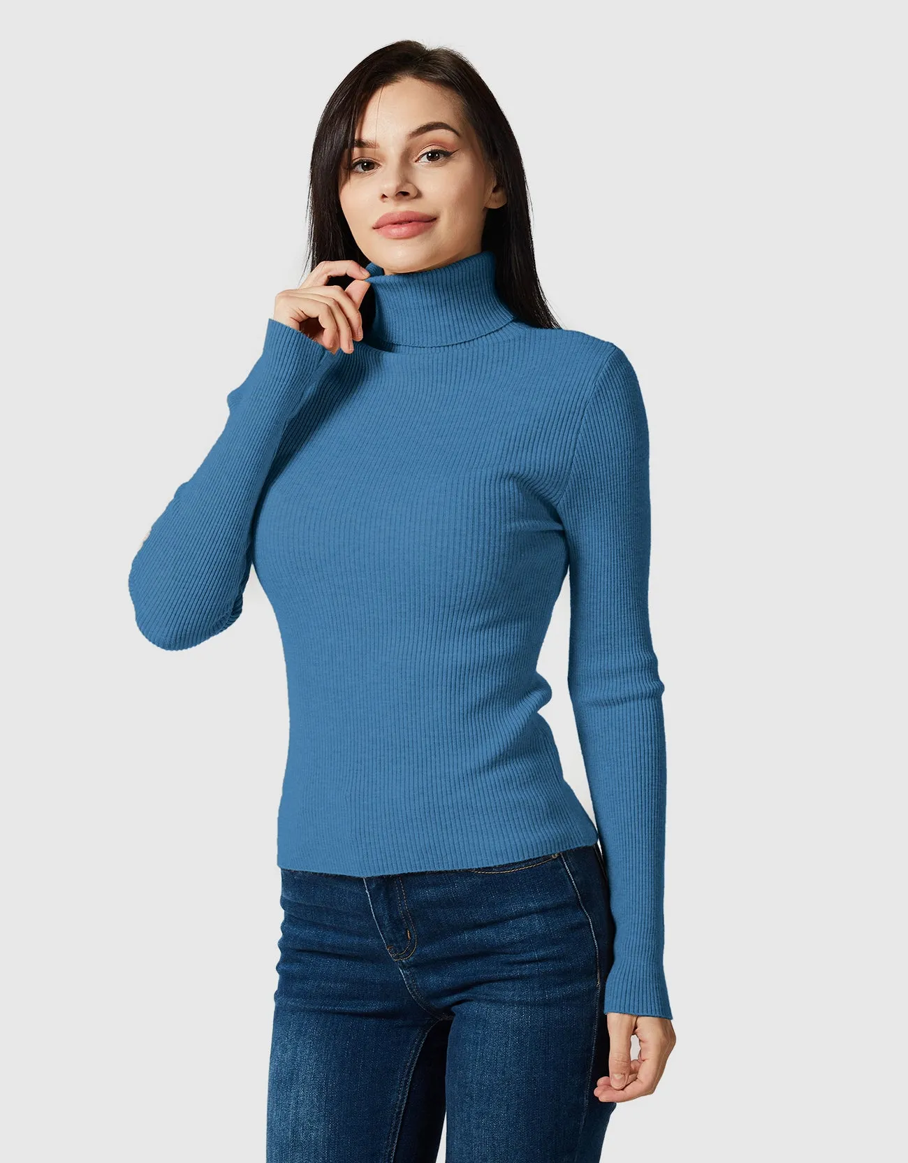 Lightweight Ribbed Turtleneck for Women Slim Fit