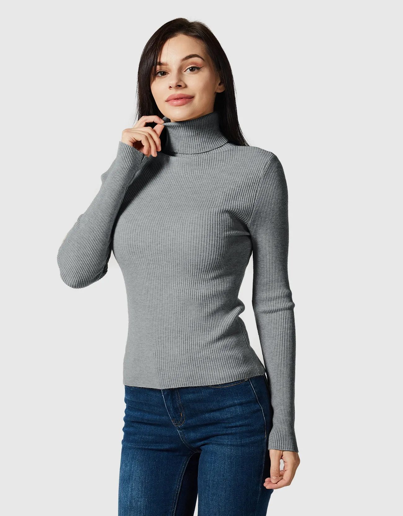 Lightweight Ribbed Turtleneck for Women Slim Fit