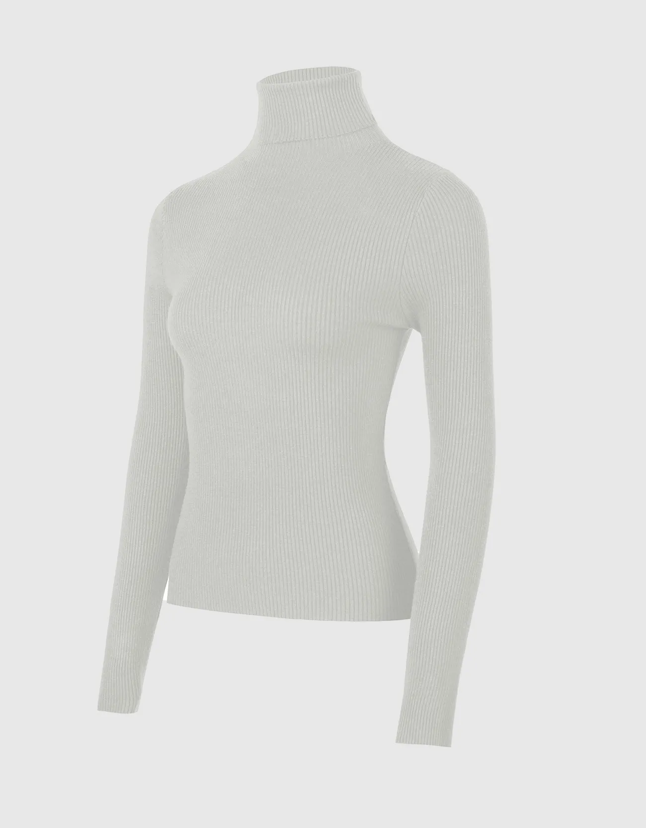 Lightweight Ribbed Turtleneck for Women Slim Fit
