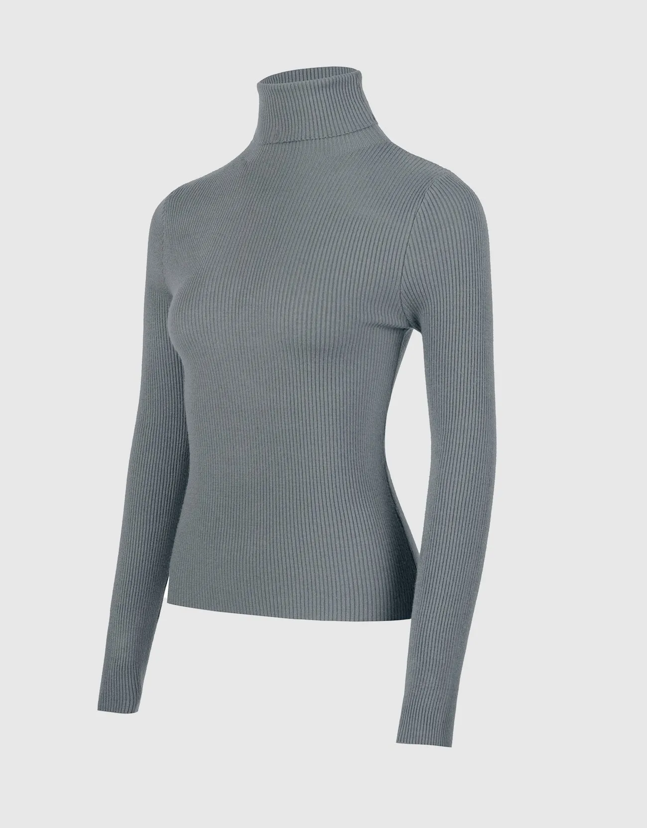 Lightweight Ribbed Turtleneck for Women Slim Fit