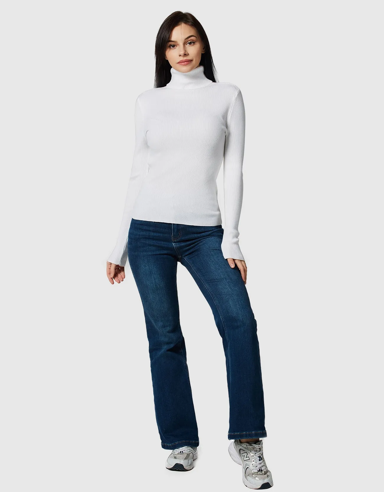Lightweight Ribbed Turtleneck for Women Slim Fit