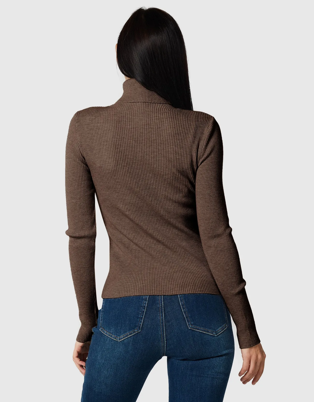 Lightweight Ribbed Turtleneck for Women Slim Fit