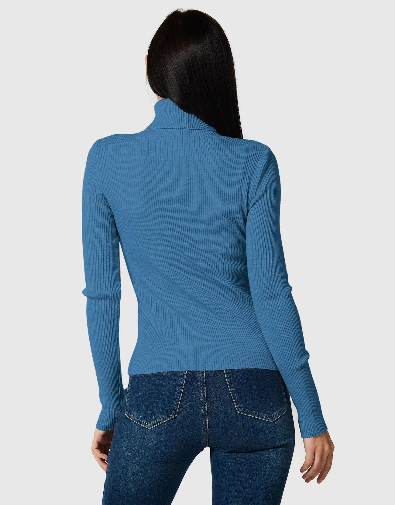 Lightweight Ribbed Turtleneck for Women Slim Fit