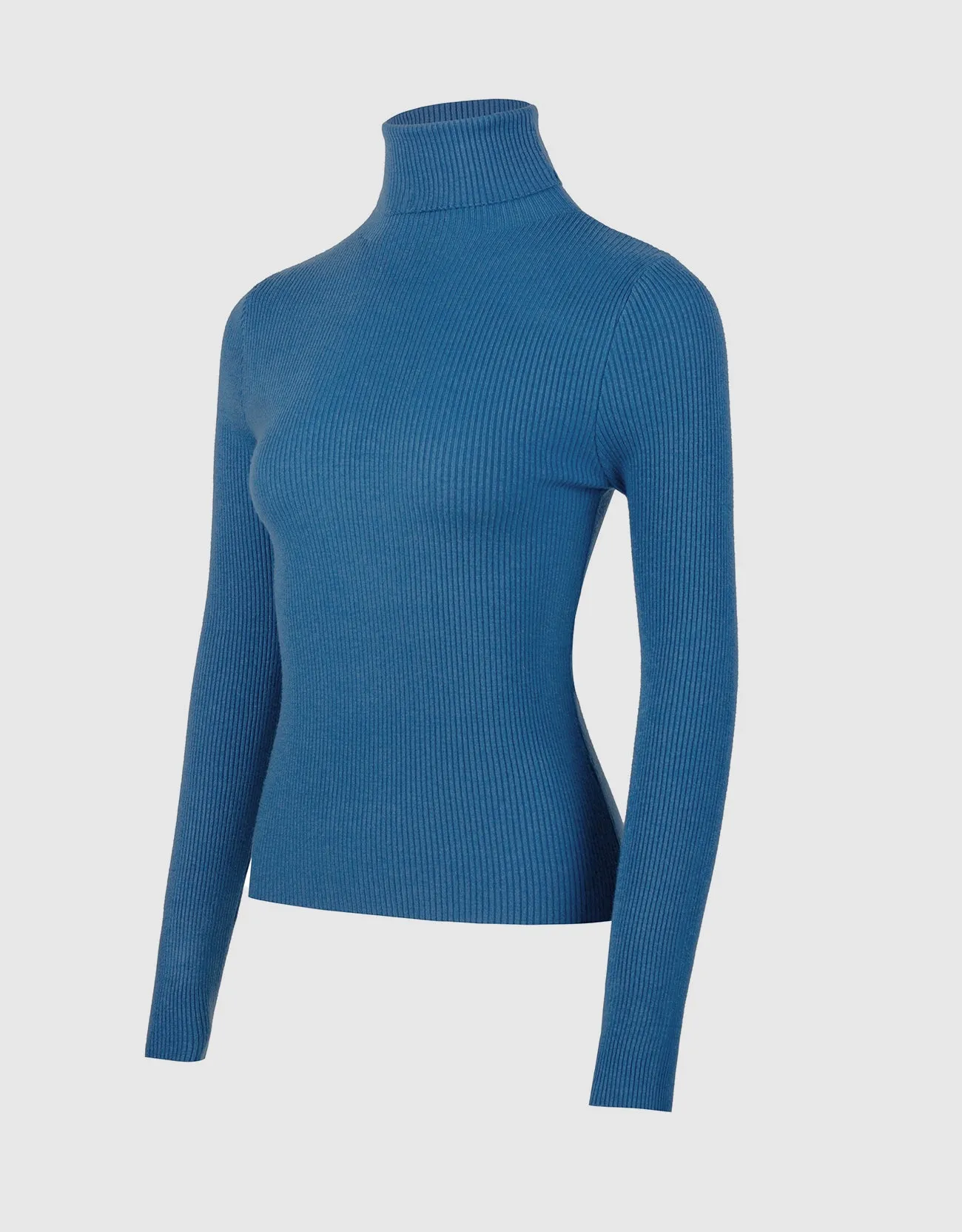 Lightweight Ribbed Turtleneck for Women Slim Fit