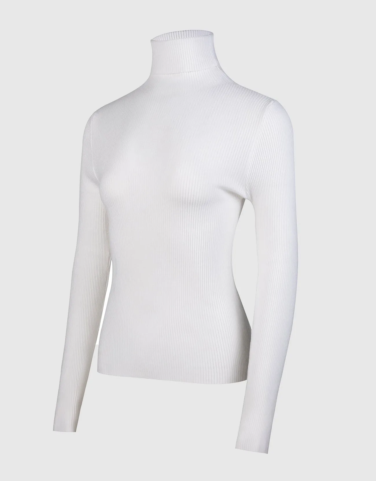 Lightweight Ribbed Turtleneck for Women Slim Fit