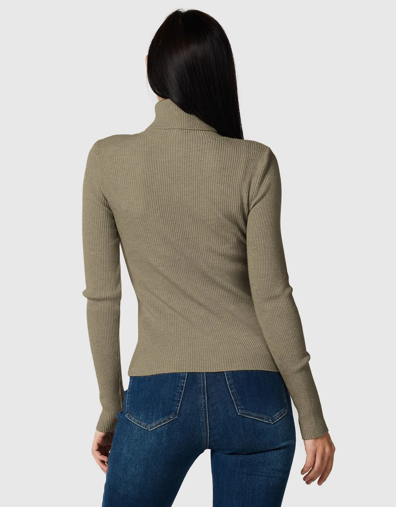 Lightweight Ribbed Turtleneck for Women Slim Fit