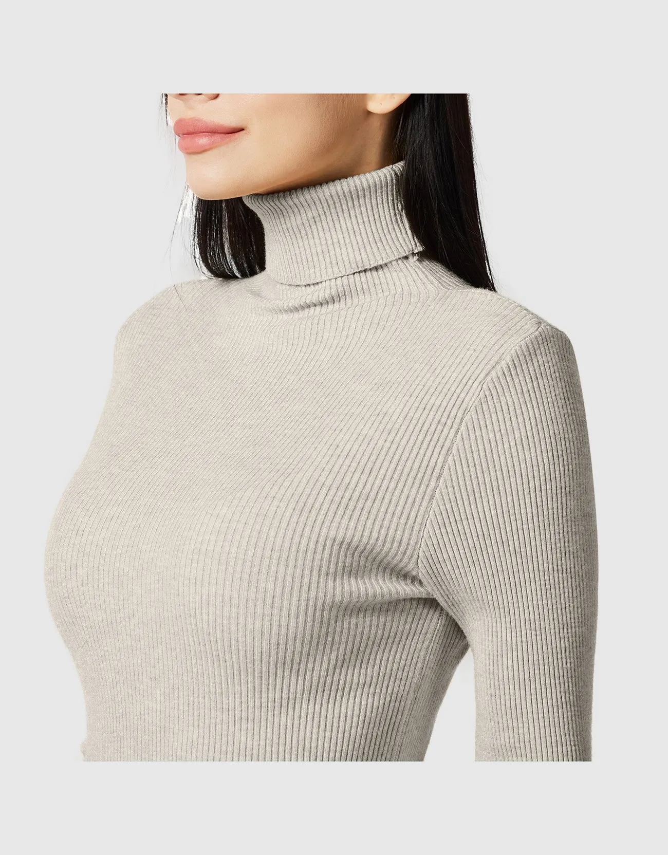 Lightweight Ribbed Turtleneck for Women Slim Fit