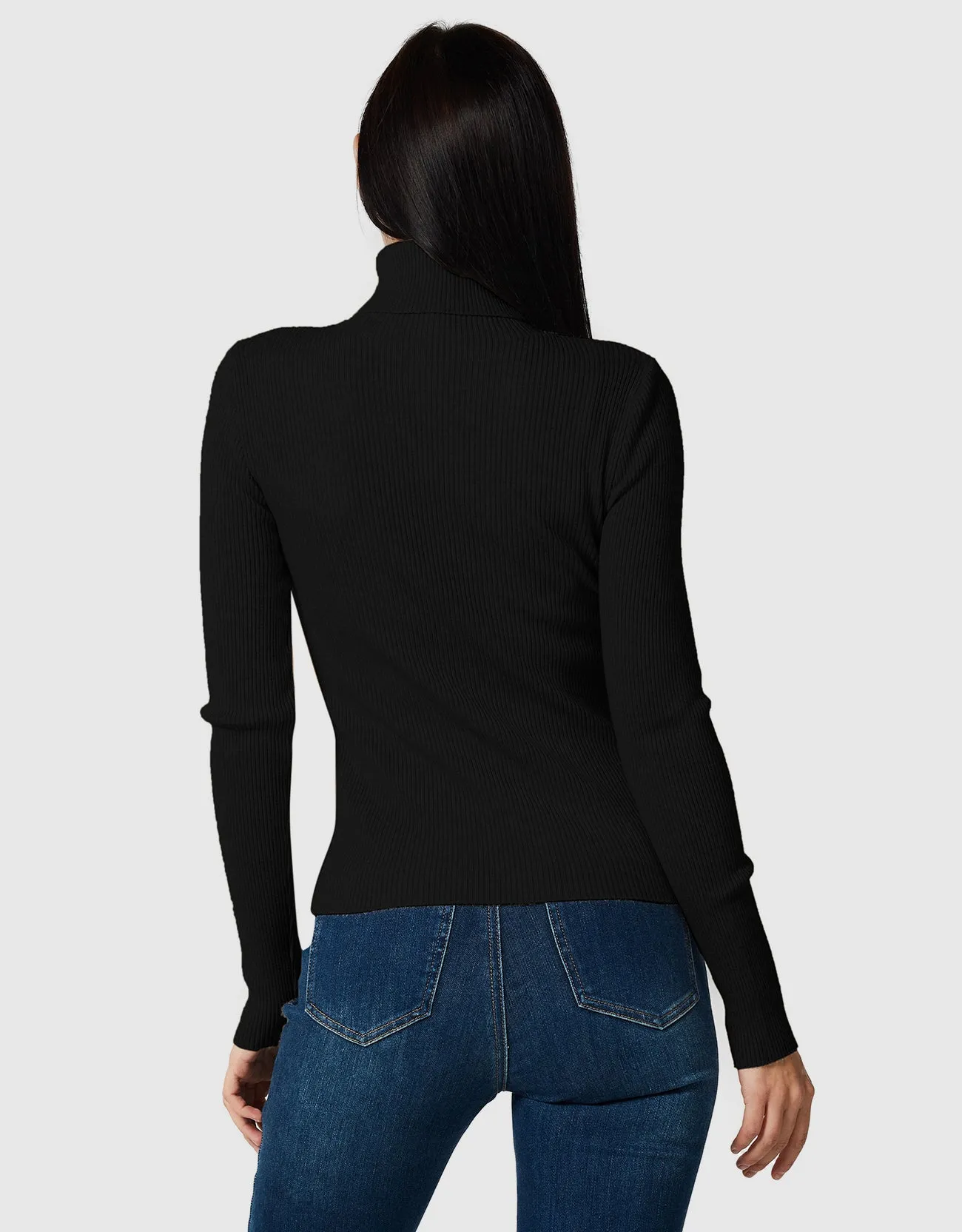 Lightweight Ribbed Turtleneck for Women Slim Fit