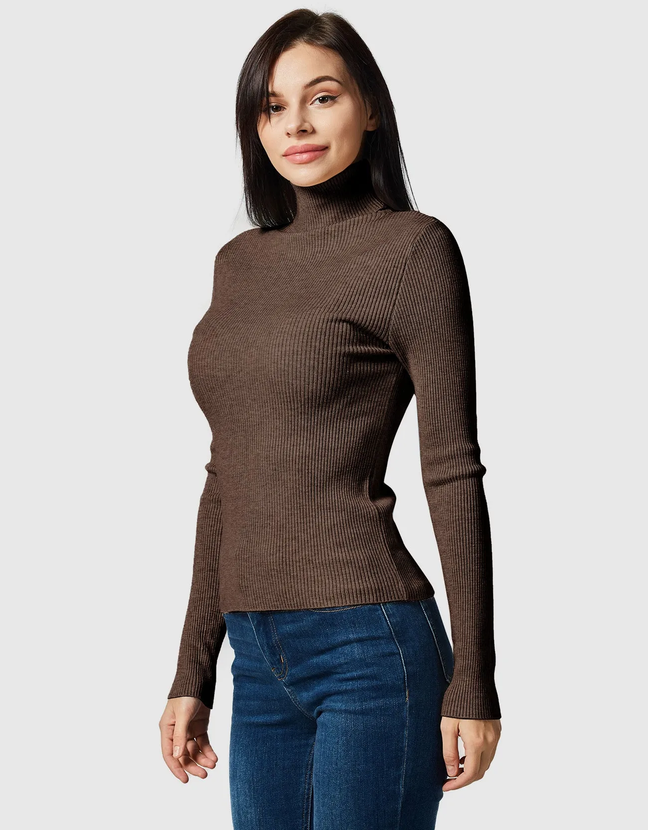 Lightweight Ribbed Turtleneck for Women Slim Fit