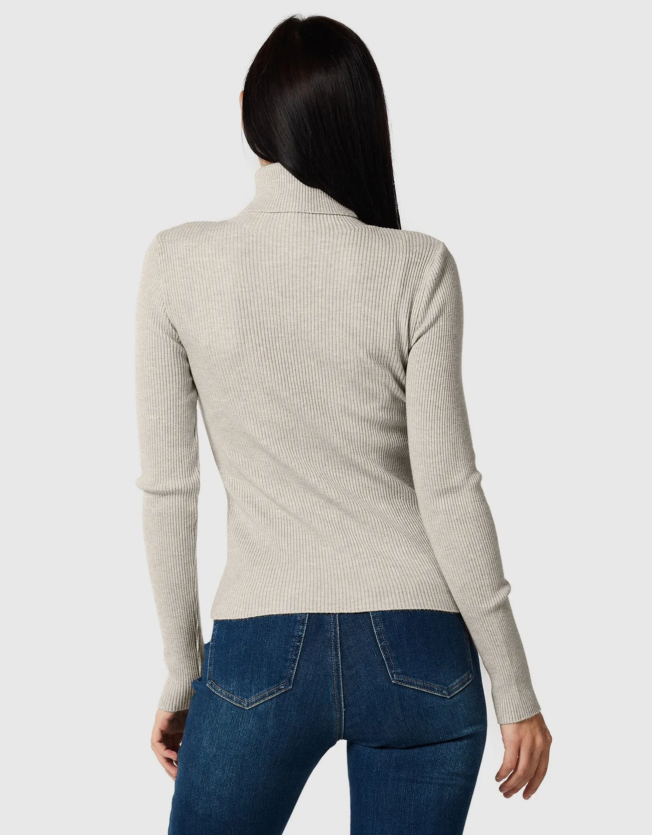 Lightweight Ribbed Turtleneck for Women Slim Fit