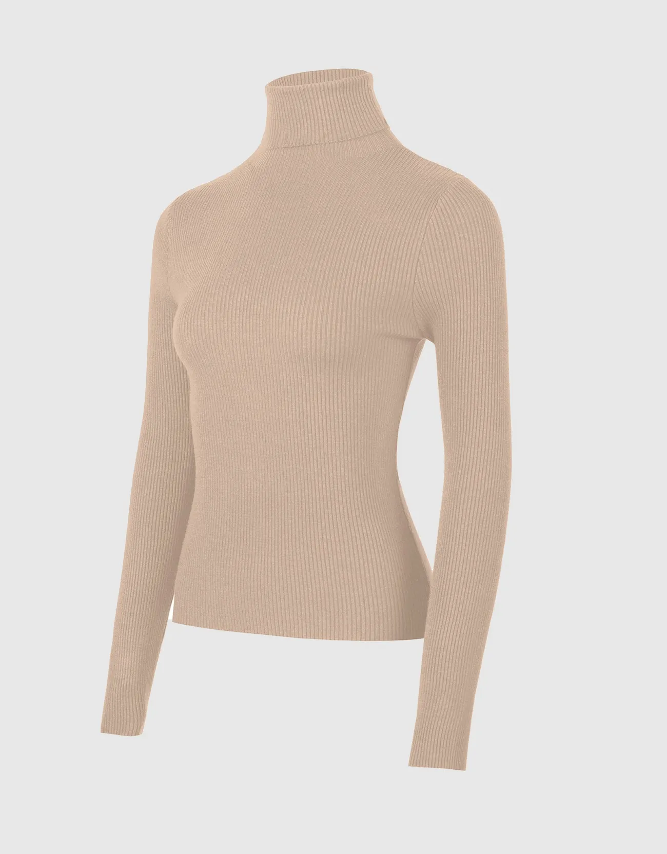 Lightweight Ribbed Turtleneck for Women Slim Fit