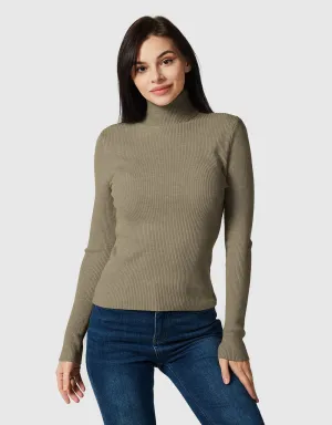 Lightweight Ribbed Turtleneck for Women Slim Fit