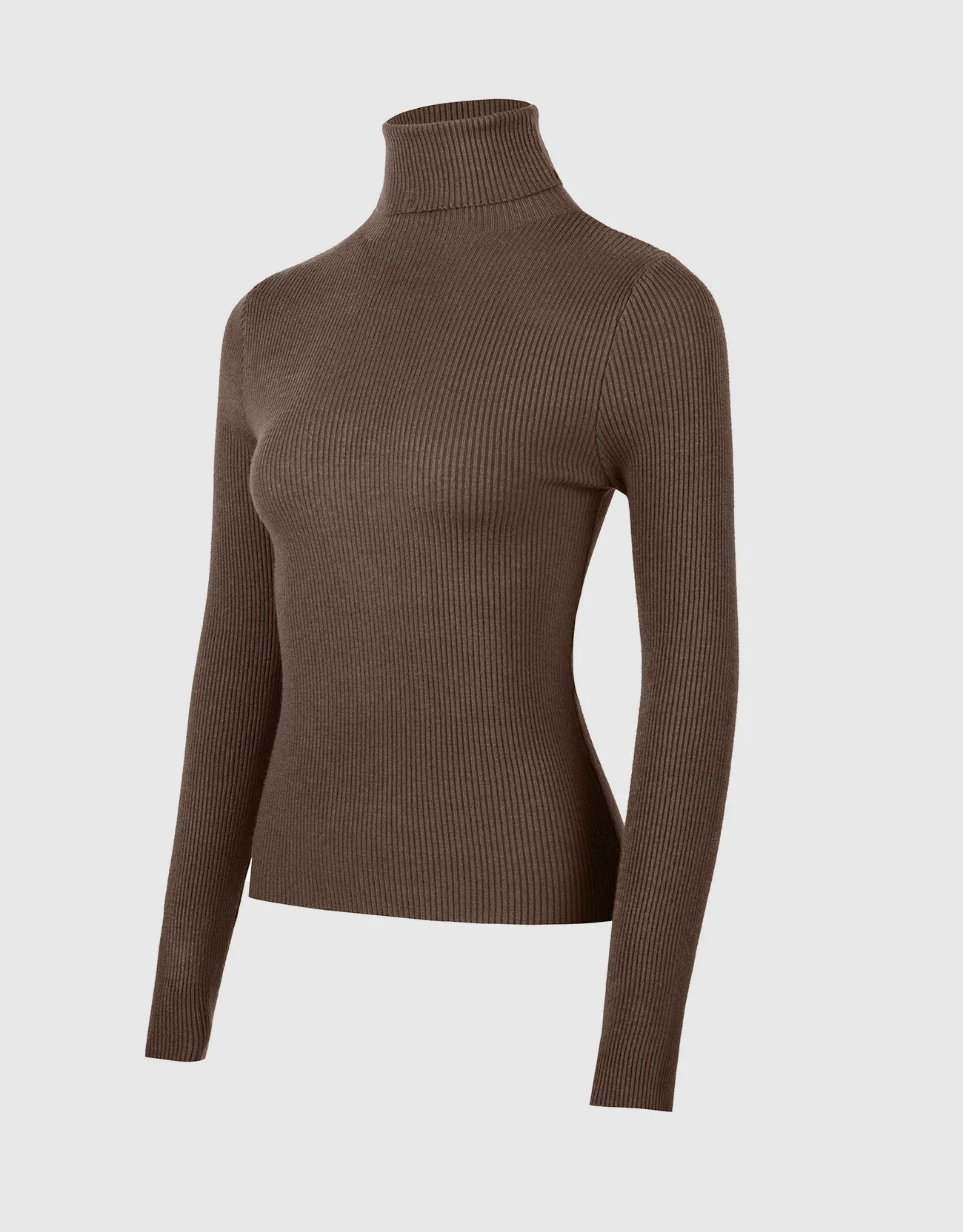 Lightweight Ribbed Turtleneck for Women Slim Fit