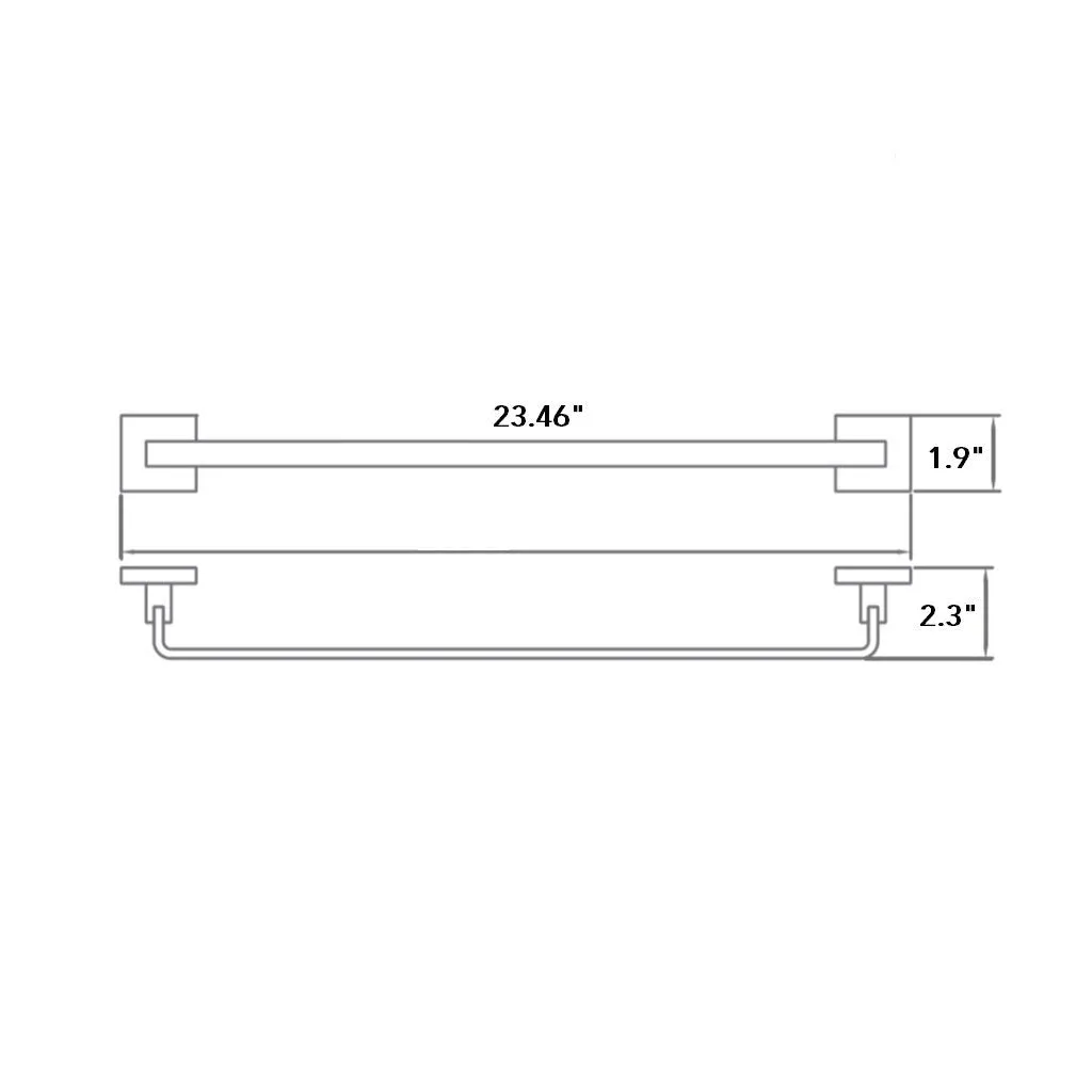 Line Single Towel Bar - Wall Mount - 24" Brass/Polished Chrome