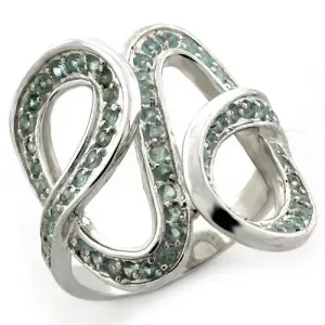 LOAS1081 High-Polished 925 Sterling Silver Ring with Synthetic in Sea Blue