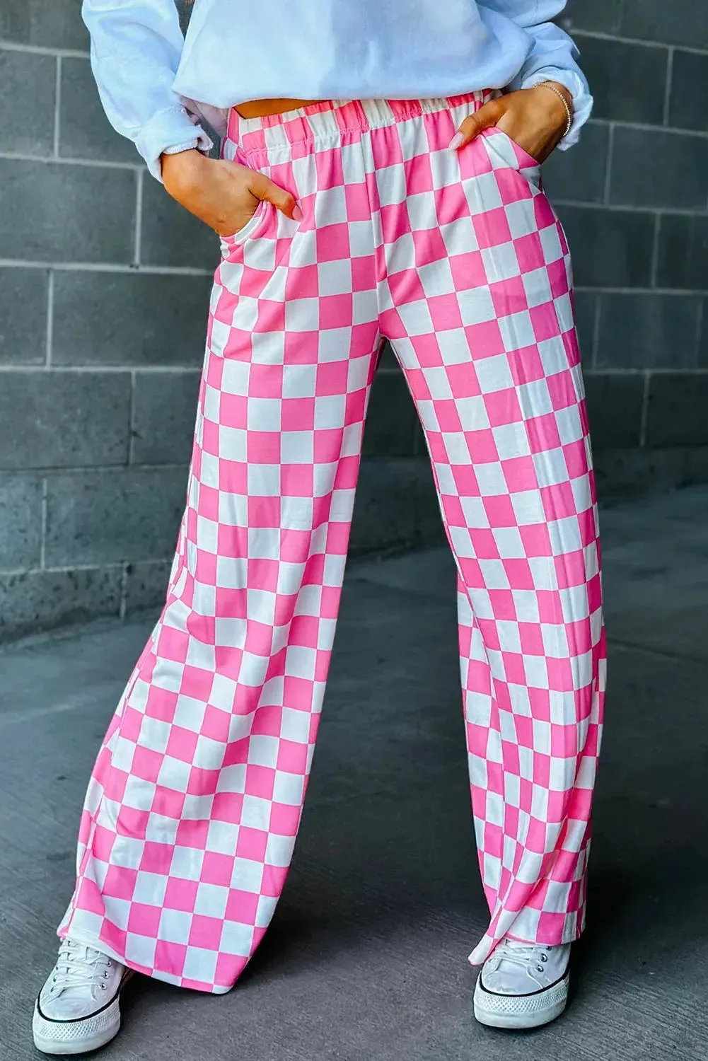 'Lola' Checkered Wide Leg Pants