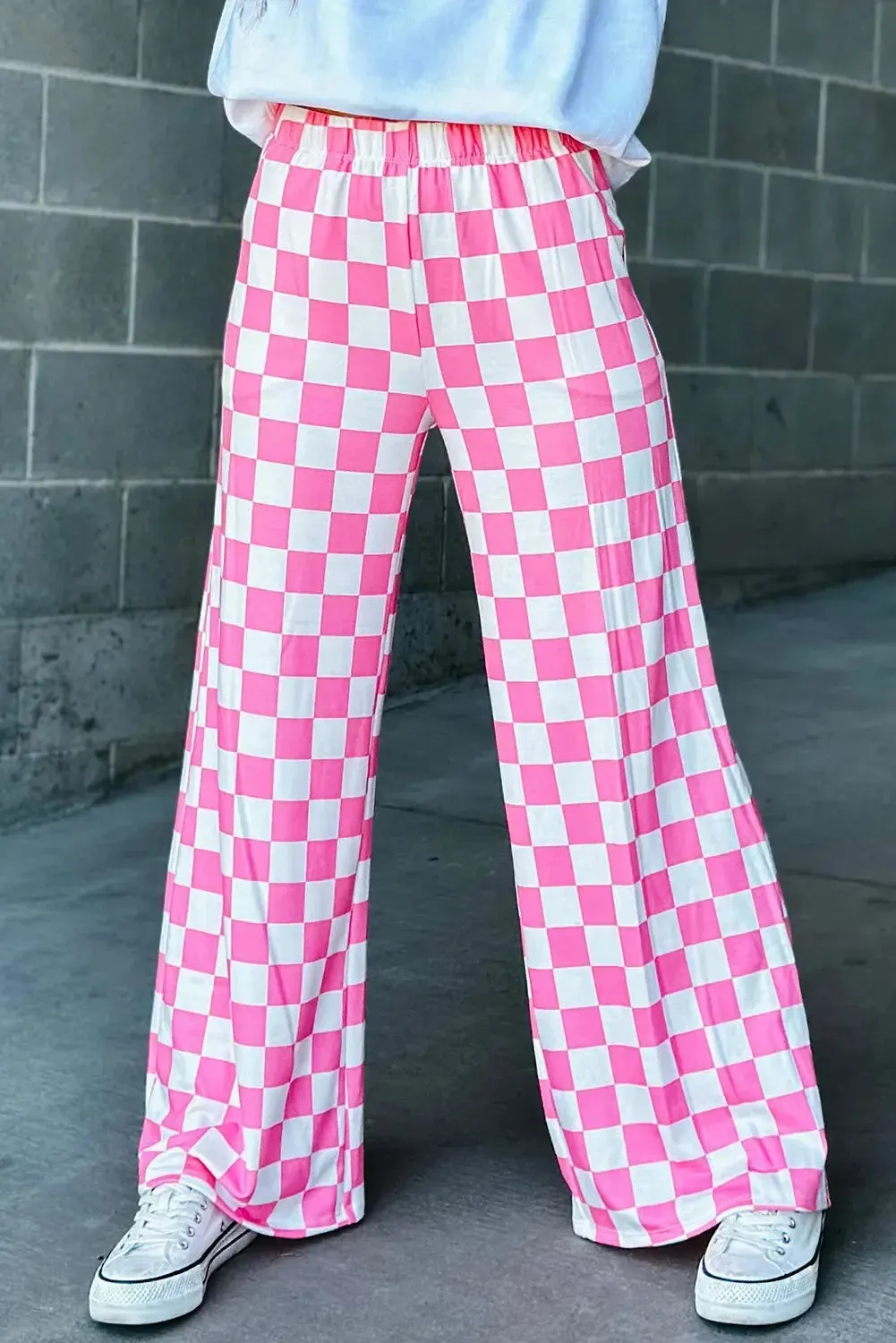 'Lola' Checkered Wide Leg Pants