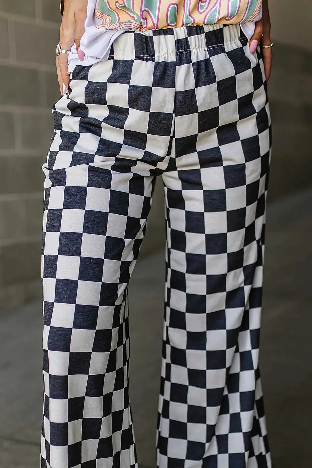 'Lola' Checkered Wide Leg Pants
