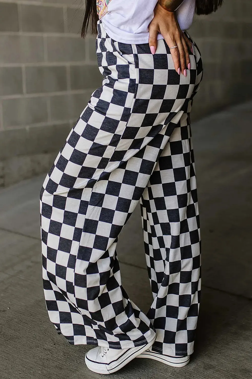 'Lola' Checkered Wide Leg Pants