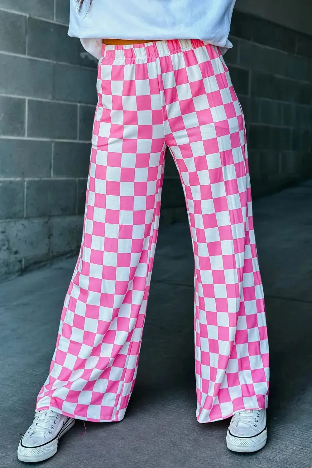 'Lola' Checkered Wide Leg Pants