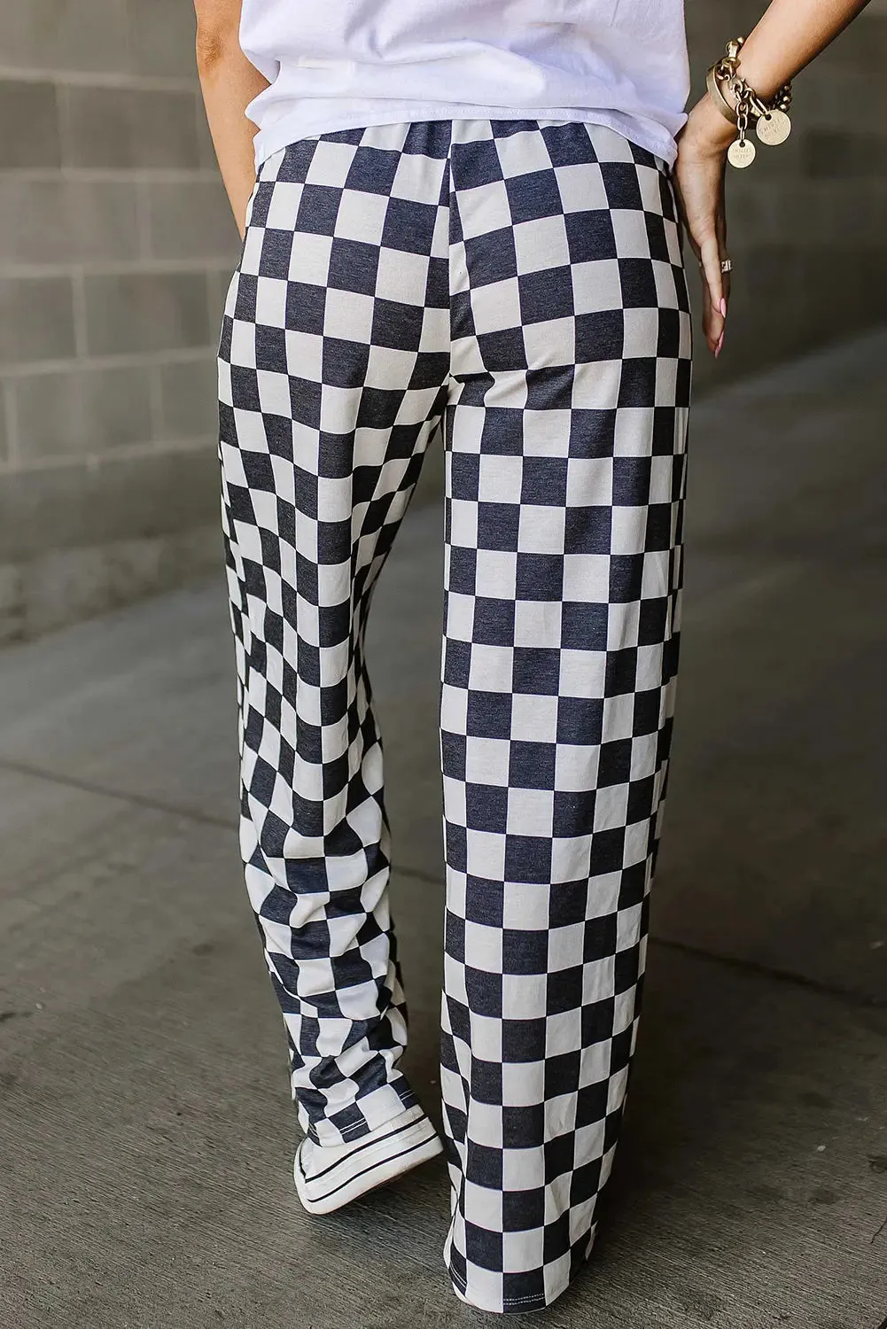 'Lola' Checkered Wide Leg Pants