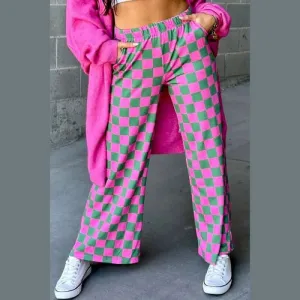 'Lola' Checkered Wide Leg Pants