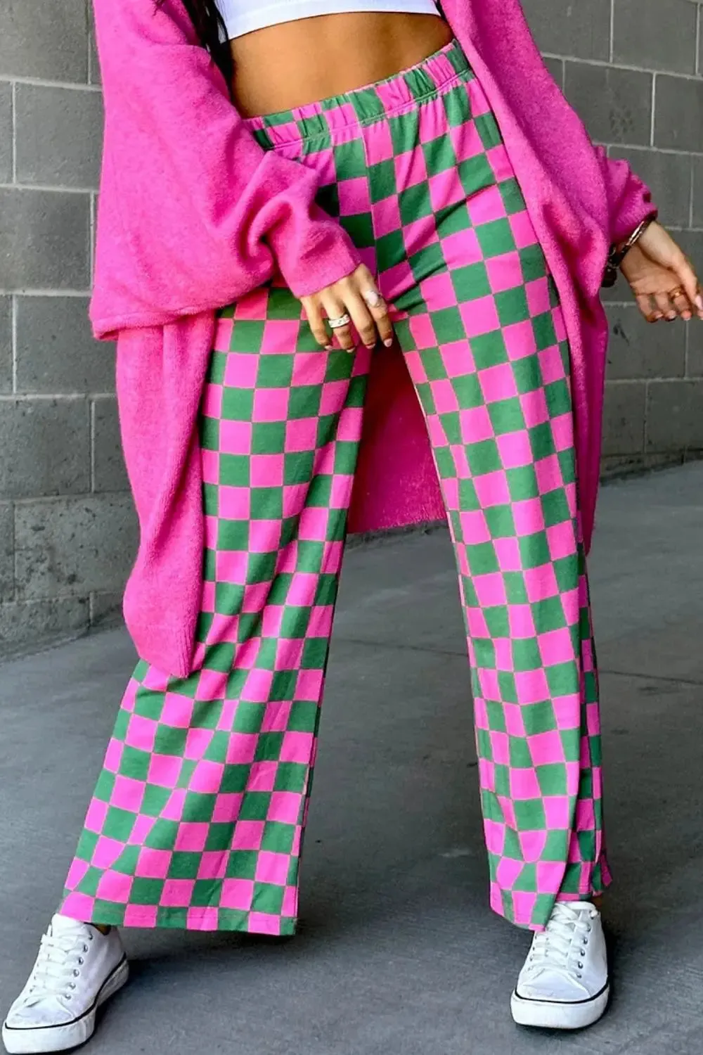 'Lola' Checkered Wide Leg Pants