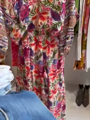 Lola - Palazzo Hibiscus Wide Leg Silk Pant