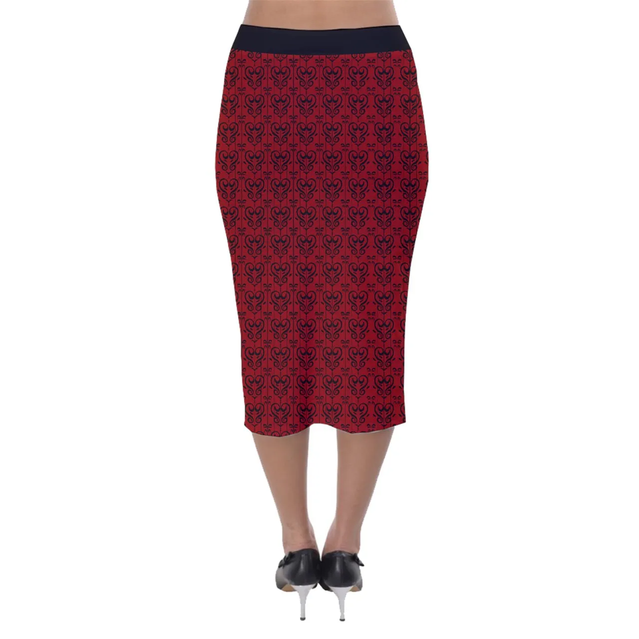Lovelilly Velvet Midi Pencil Skirt