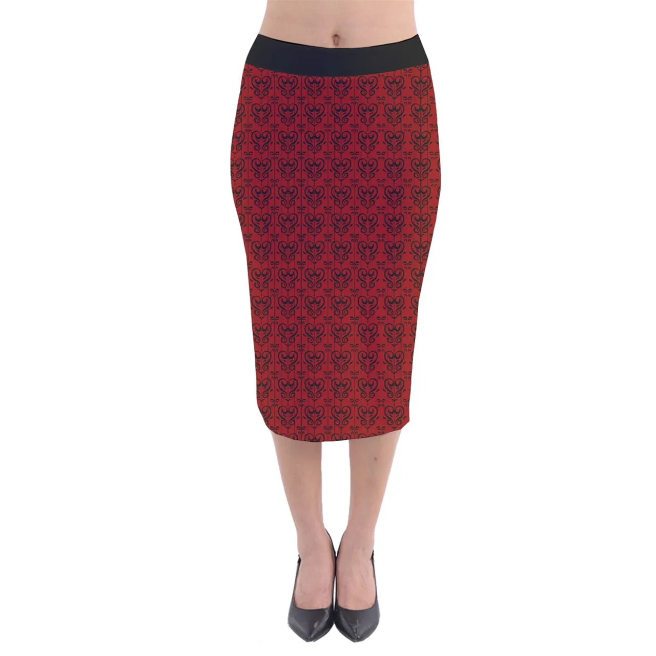 Lovelilly Velvet Midi Pencil Skirt