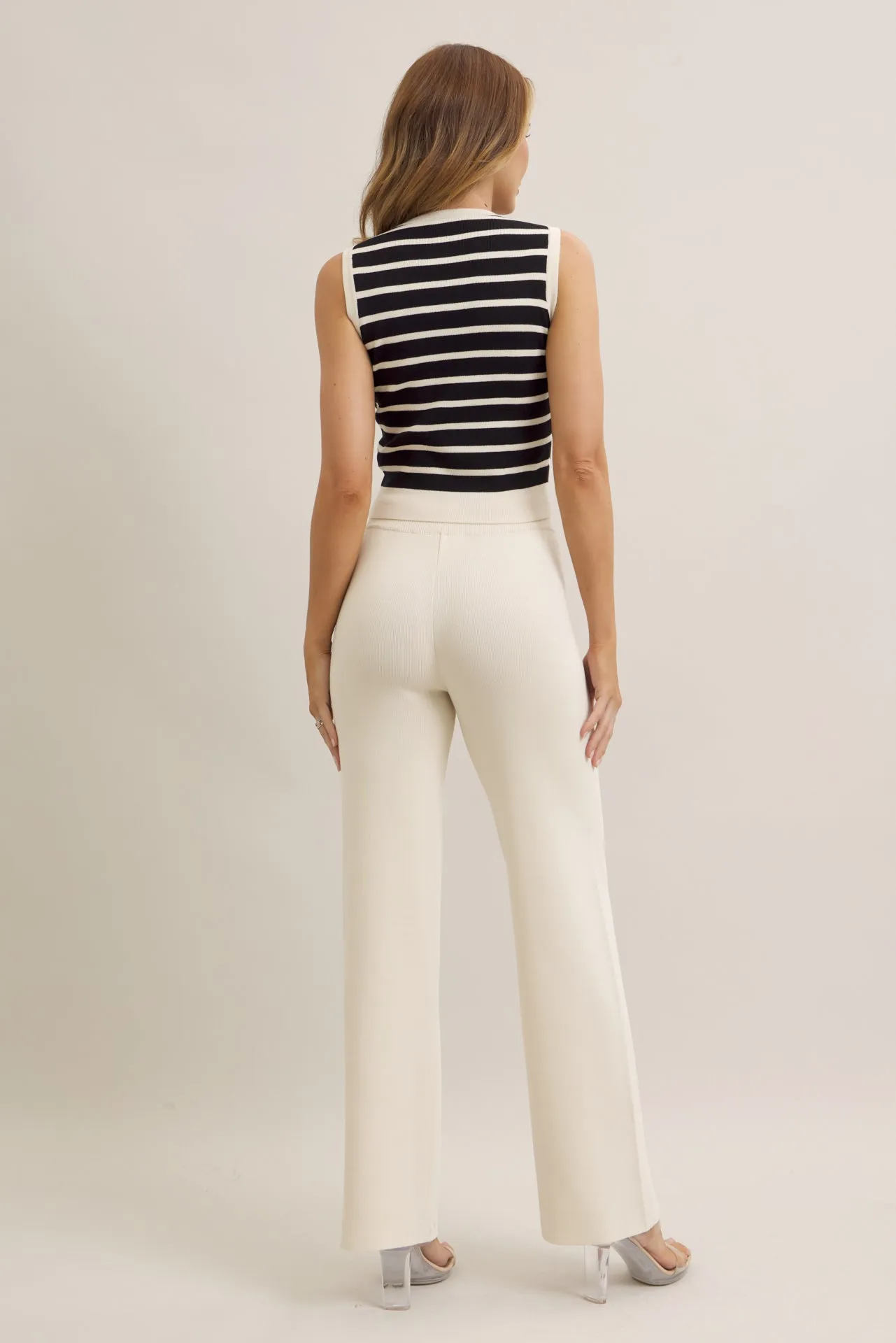 Maggie Stripe Knit Sleeveless Top and Pants Set