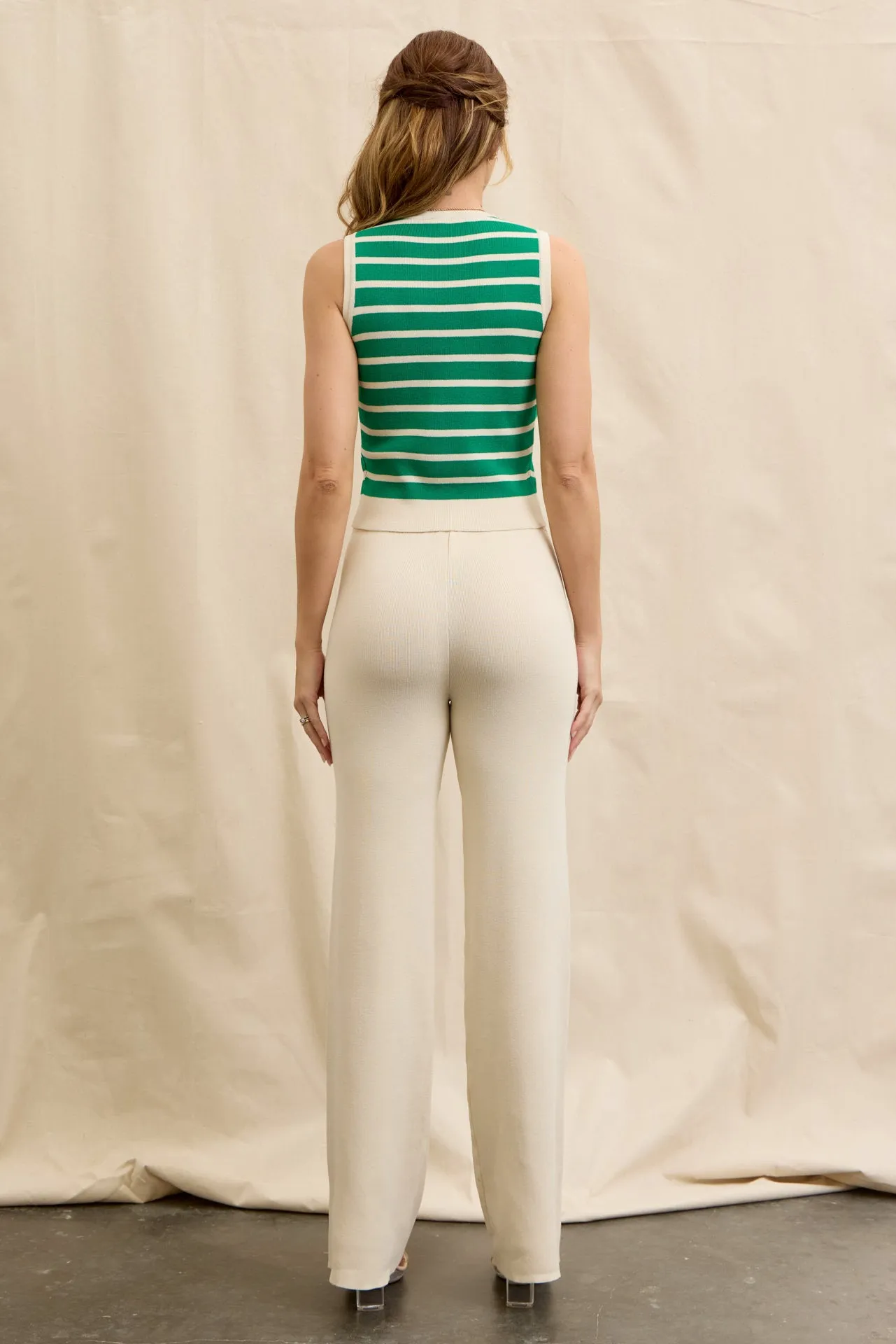 Maggie Stripe Knit Sleeveless Top and Pants Set