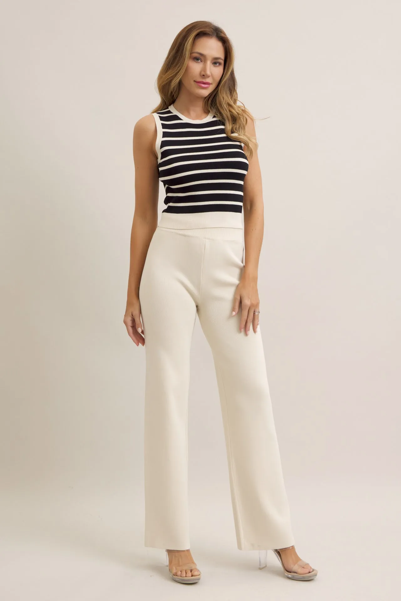 Maggie Stripe Knit Sleeveless Top and Pants Set