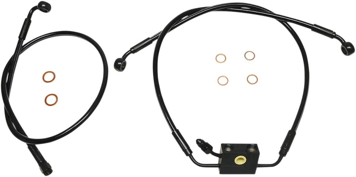 Magnum SBB1335-32 Black Coated XR Stainless Front Brake Line Kit with Black Fittings - 22in. Total Length